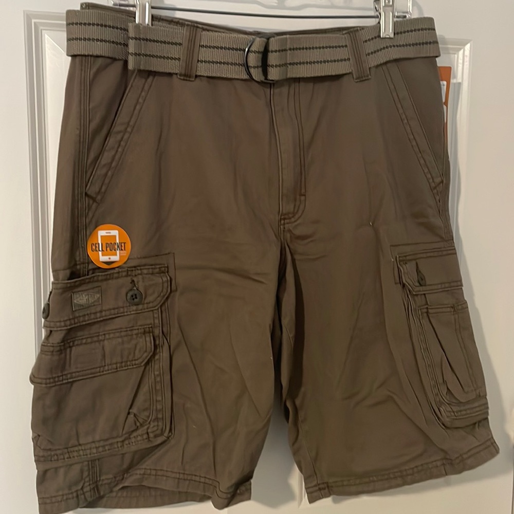 Lee Dungarees Dark Khaki Olive Green Cargo Shorts